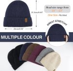 FZ FANTASTIC ZONE Mens Winter Warm Beanie Hats Knitted Slouchy Skull Caps with Fleece Lined for Women Men Cold Weather - Image 4